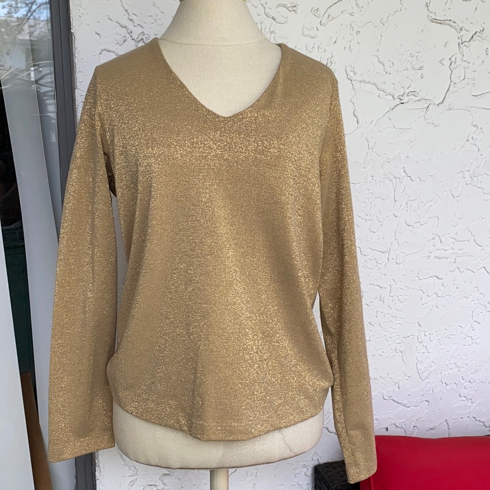 NWT Paul Harris Designs gold l/s knit shirt